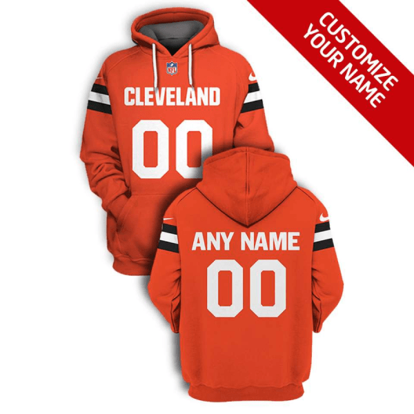 Men's Cleveland Browns Active Player Custom 2021 Orange Pullover Hoodie